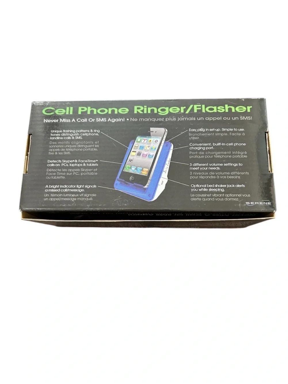 SERENE Universal Cell Phone Ringer Flasher Blue Smartphone Charging Dock